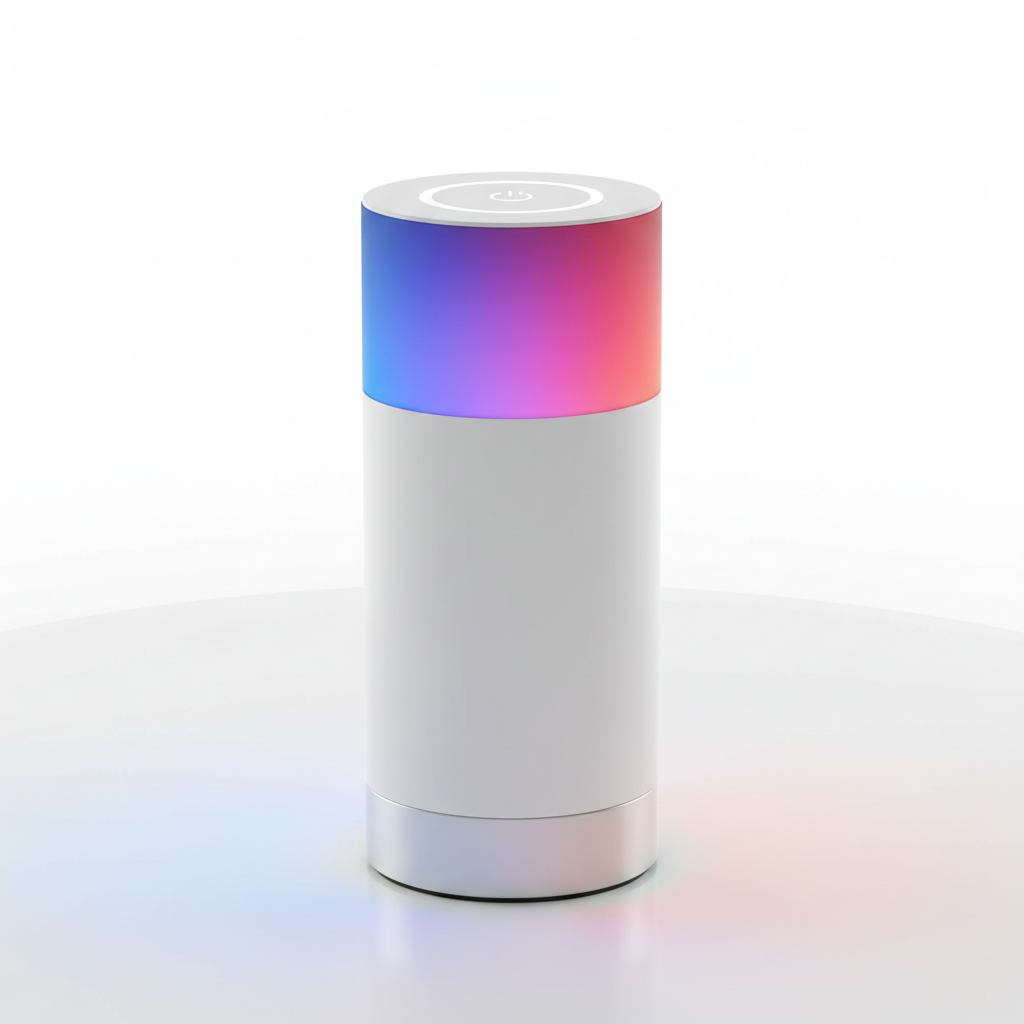 Lampada LED smart RGB bianca su sfondo bianco