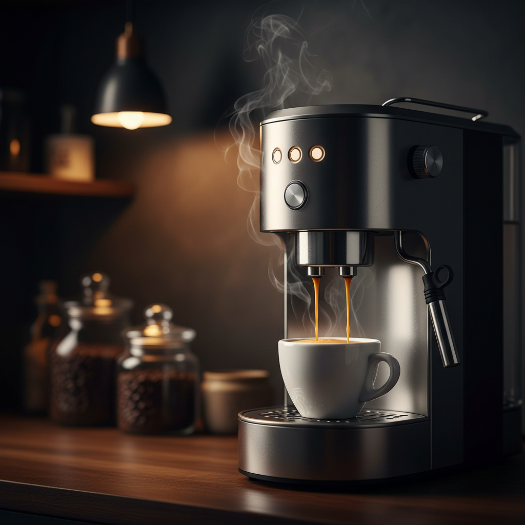 Espresso che viene erogato dalla macchina a capsule